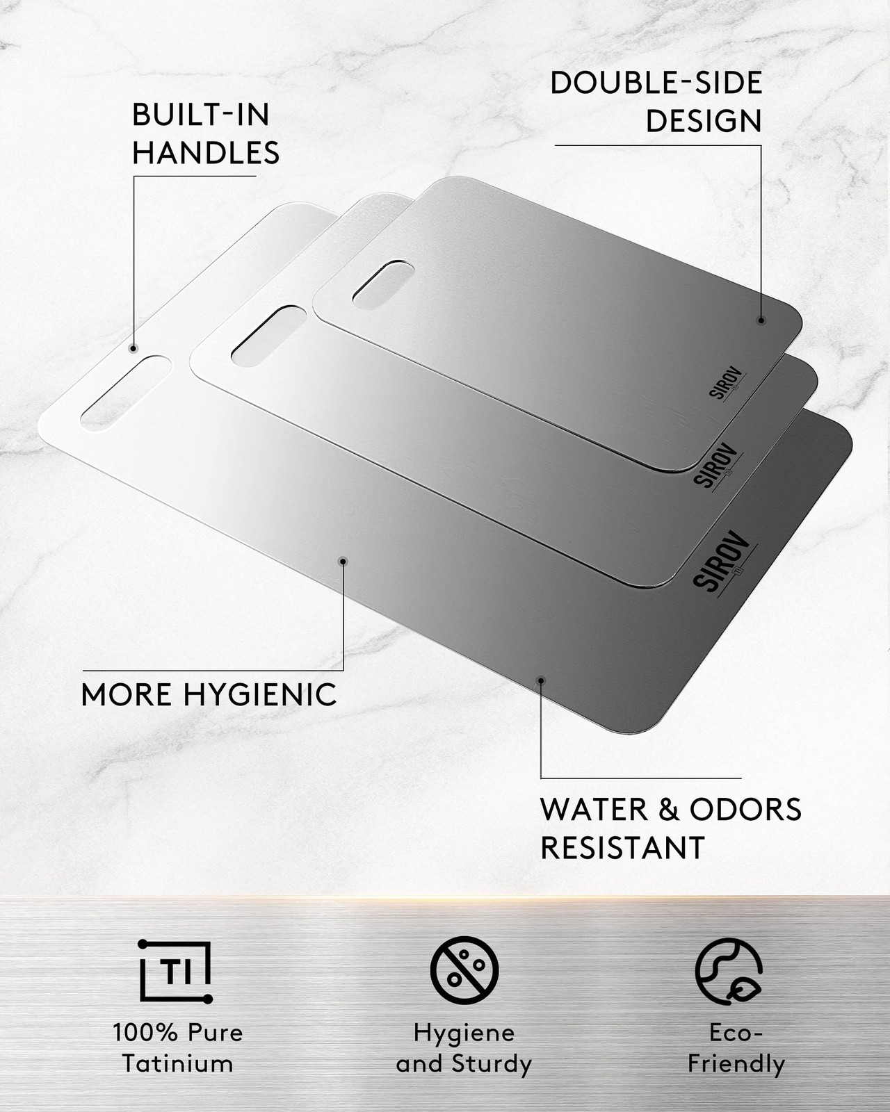 Titanium Cutting Board, Set of 3(9”Lx6”W+12.6″Lx8.1″W+16″L x 10″W),