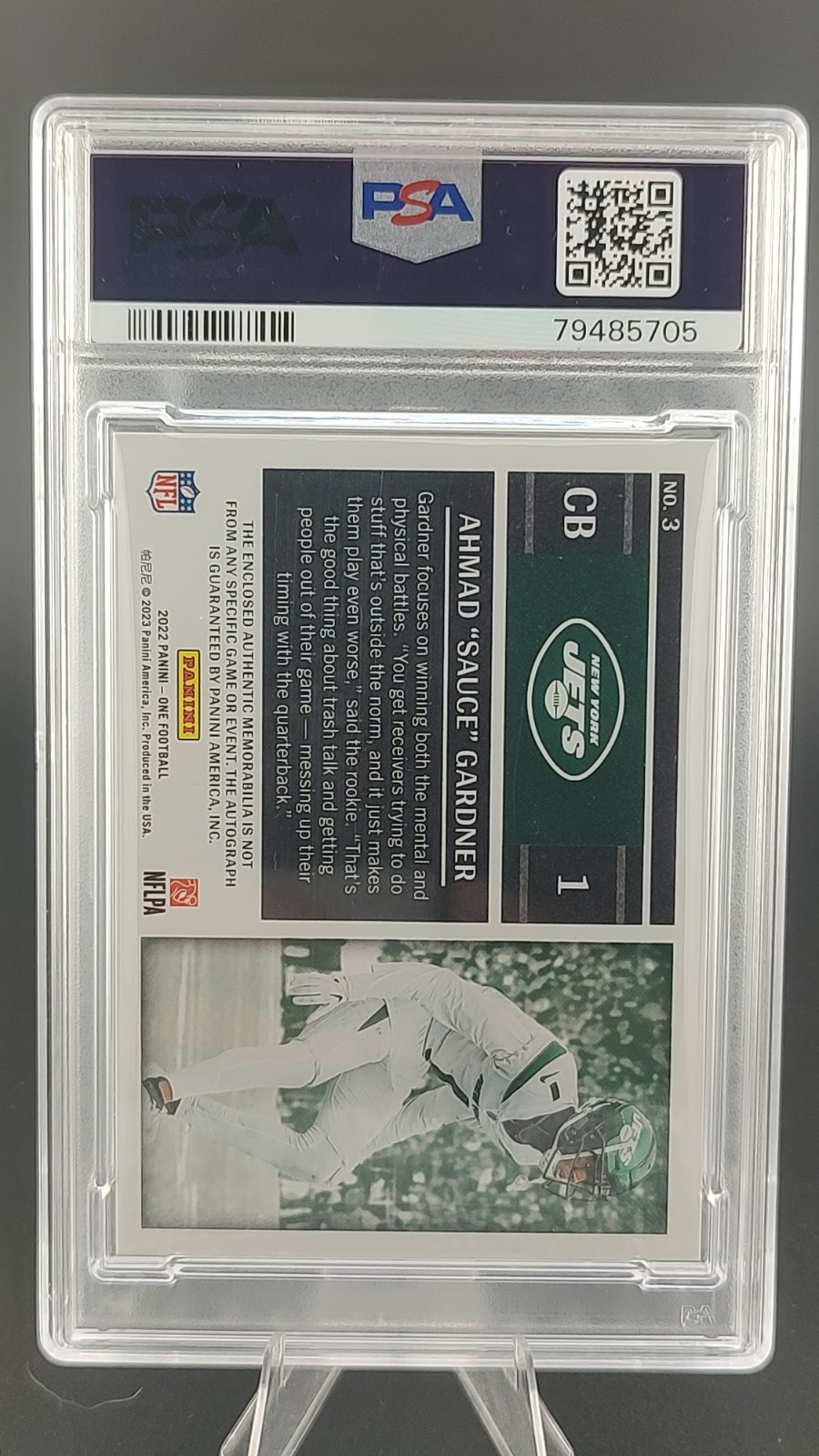 2022 Panini One Dual Patch Auto Red RPA /25 Breece Hall PSA 9 MINT #3 RC