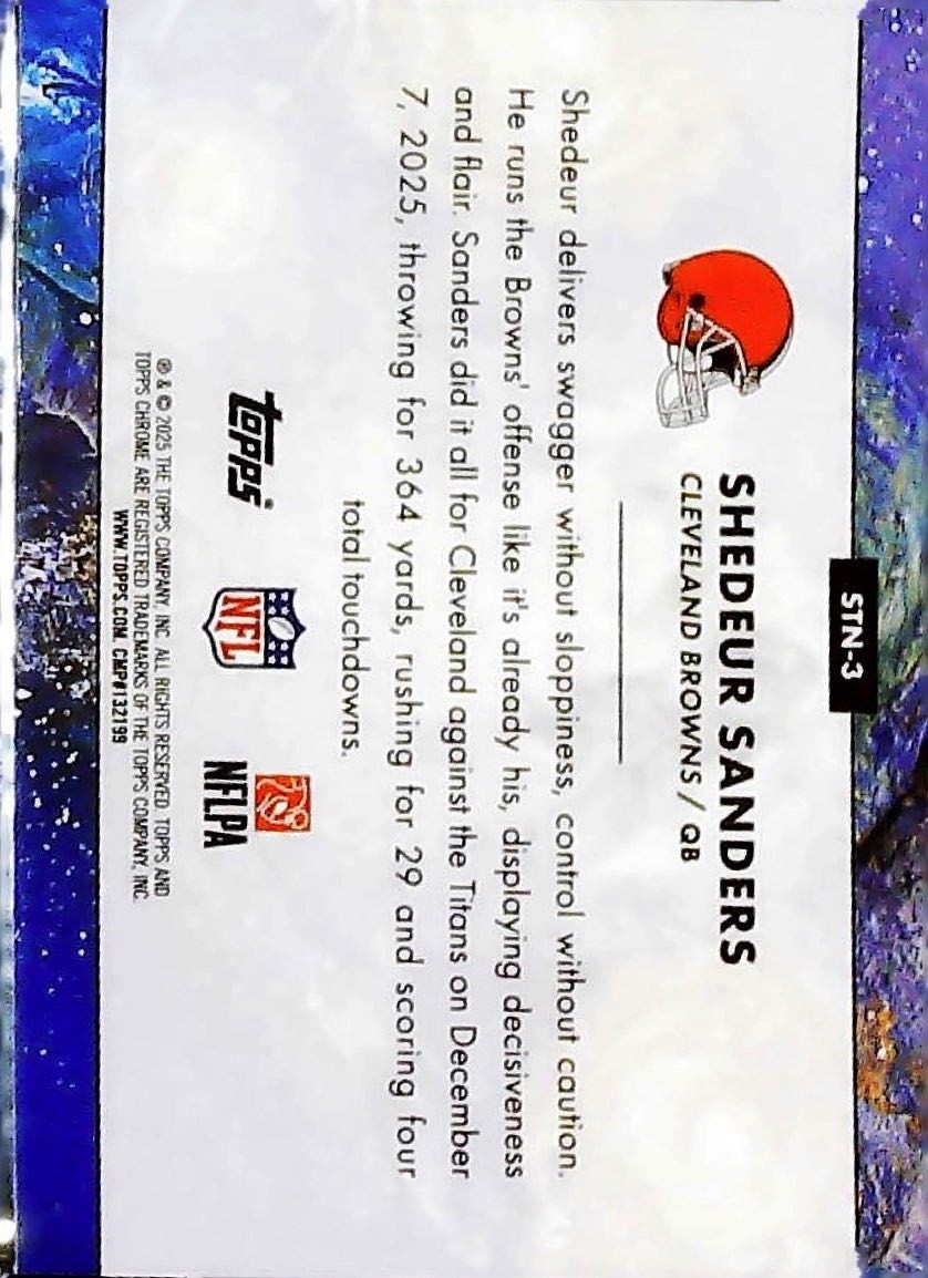 2025 Topps Chrome Cosmic #STN-3 Shedeur Sanders Stars in the Night