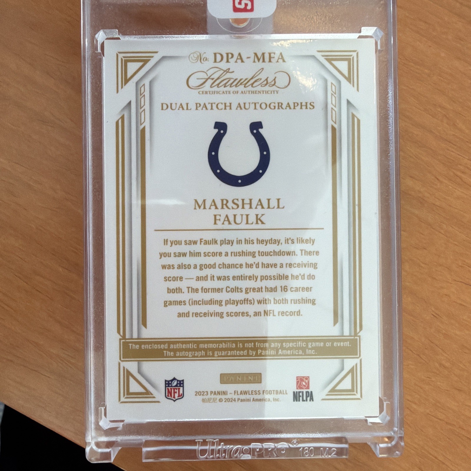 2024 Panini Flawless Marshall Faulk Patch / On-card Aut7/10