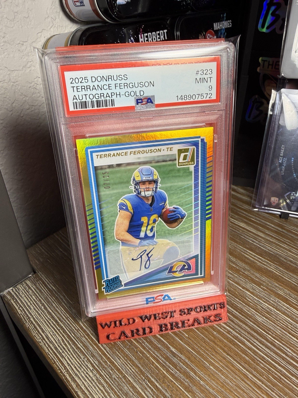 2025 Panini Donruss Rated Rookie Terrance Ferguson #323 Auto Gold /25 PSA 9 Pop1