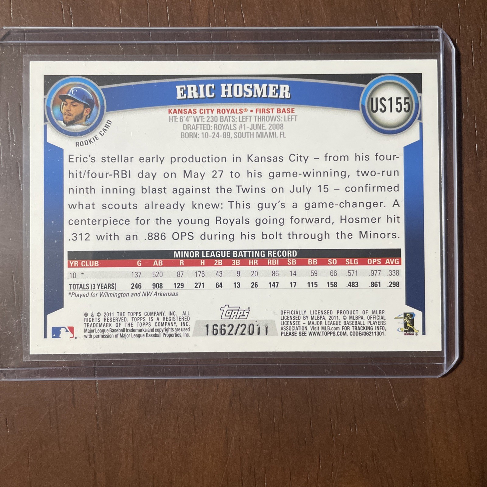 2011 Topps Update Series – Eric Hosmer #US155 Gold /2011 (RC)