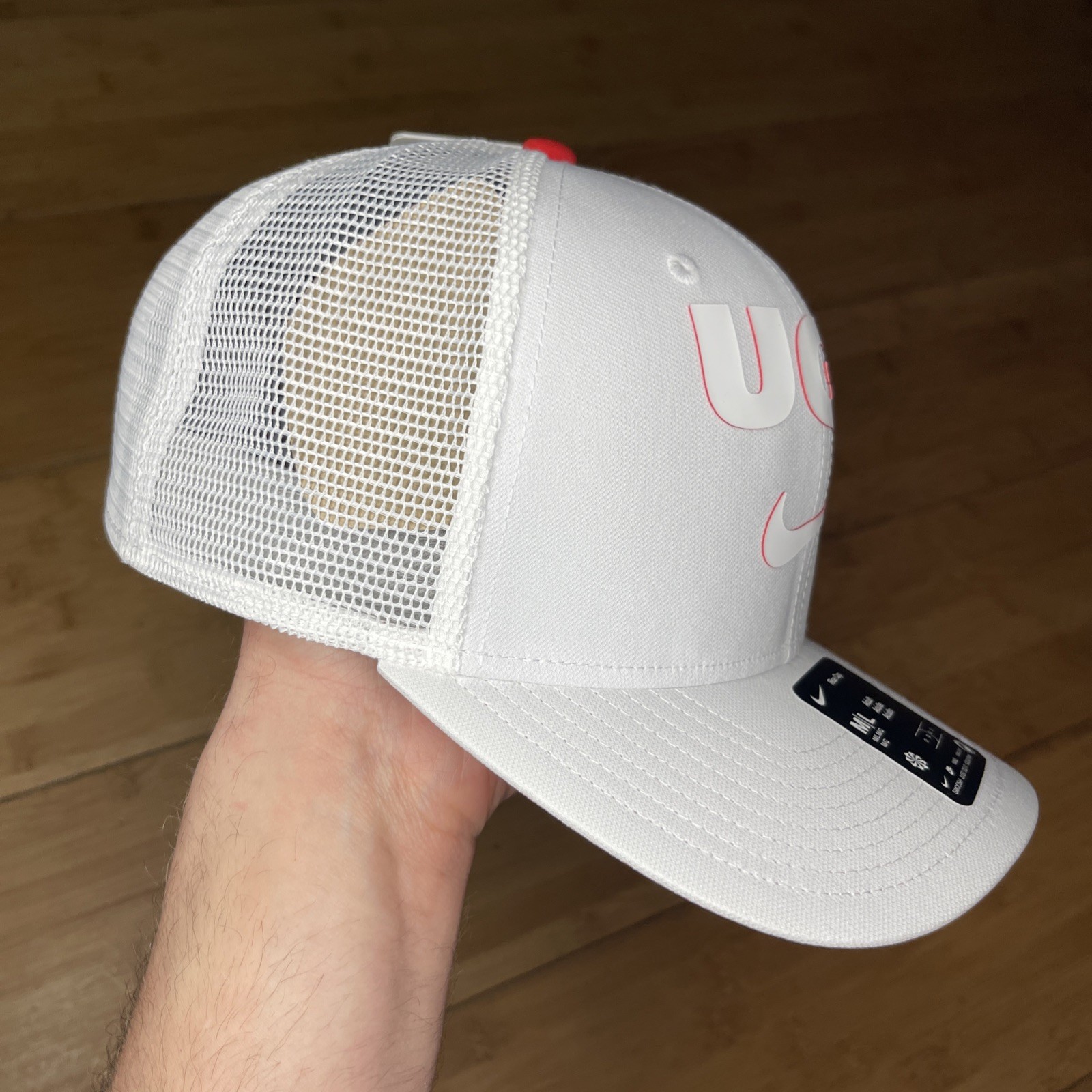 Nike Rise Georgia Bulldogs UGA All White Whiteout DRI-FIT Mesh Snapback Hat Mens