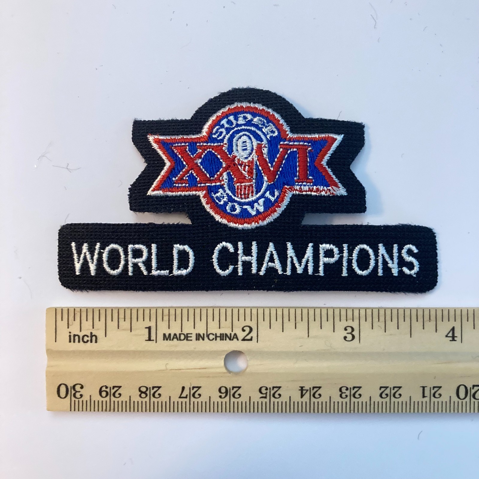 SUPER BOWL 26 XXVI (Redskins) Embroidered NFL Iron-On “WORLD CHAMPIONS” Patch