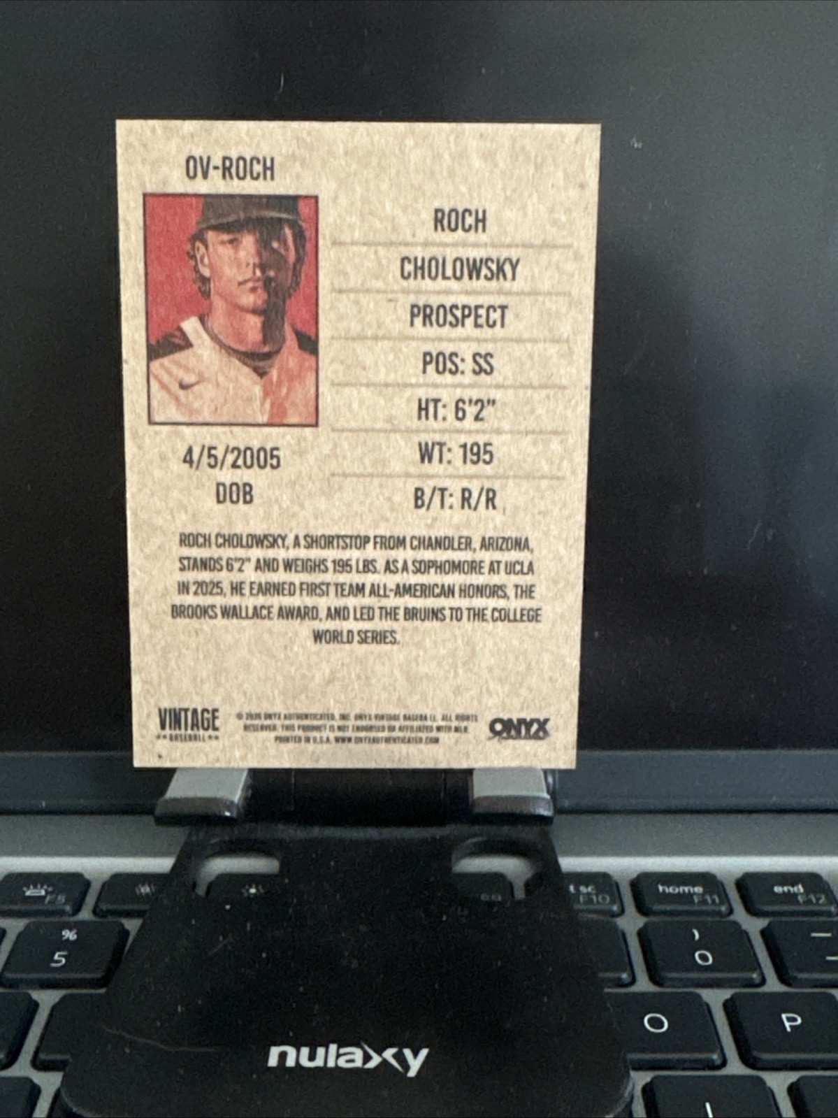 Roch Cholowsky 2026 Onyx Vintage Baseball #OV-ROCH Prospect