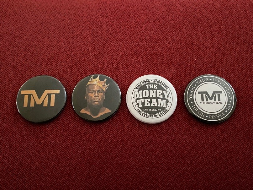 TMT Mayweather The Money Team memorabilia – 4 x 1.75″ pin-back buttons