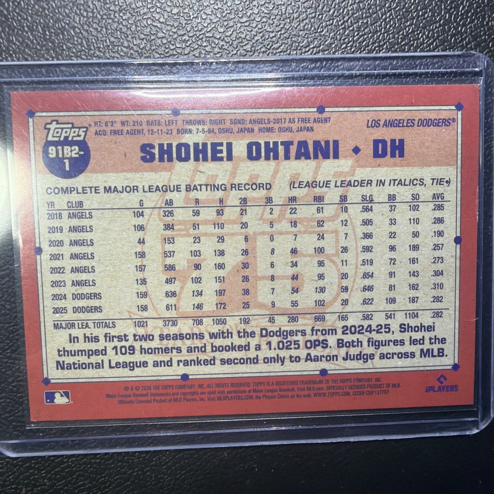 2026 Topps Series 2 Shohei Ohtani 1991 Crackle Foil 91B2-1 LA Dodgers