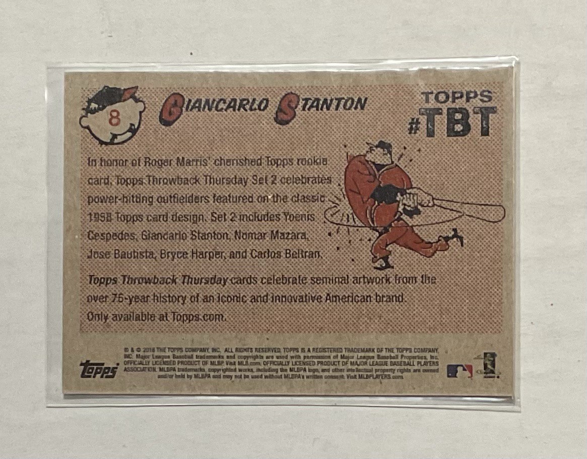 2016 Topps Throwback Thursday #TBT – 1958 Topps Design #8 Giancarlo Stanton