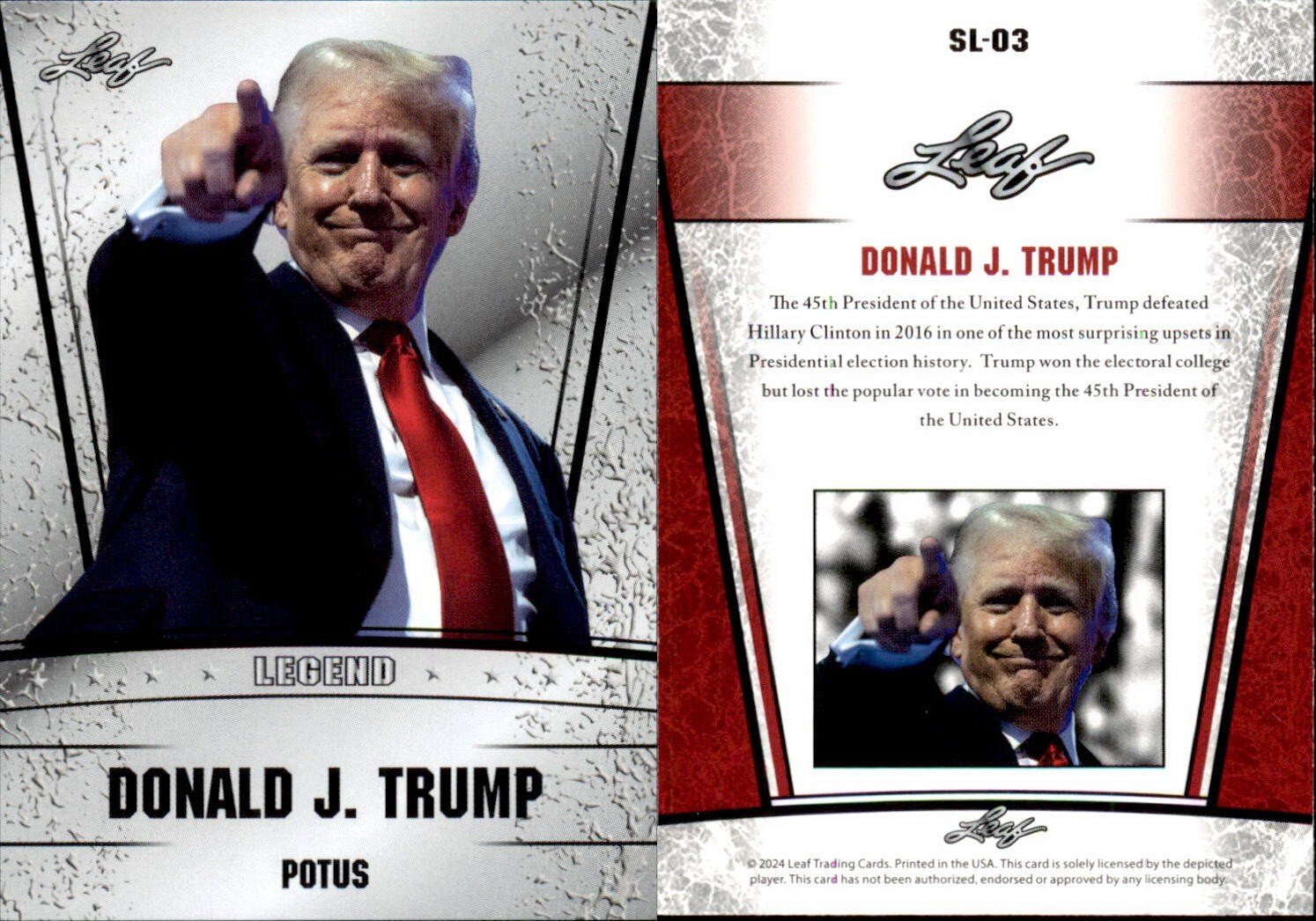 2024 Leaf SILVER LEGEND DONALD J. TRUMP #SL-03 PRESIDENT OF THE UNITED STATES