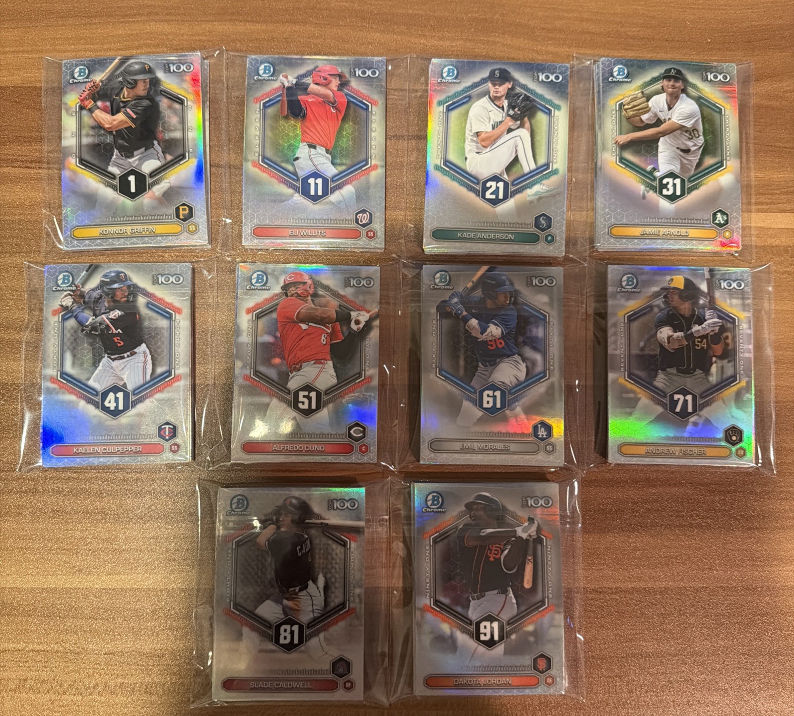 Topps 2026 Bowman Chrome Scouts Top 100 Insert Complete 100-Card Set #BTP 1-100