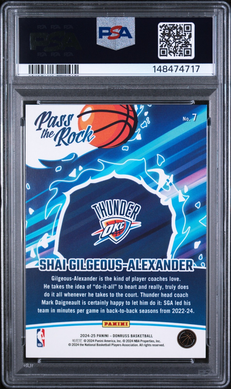 Shai Gilgeous Alexander 2024 Donruss Pass The Rock Winter Blue 22/30 PSA 9 #7