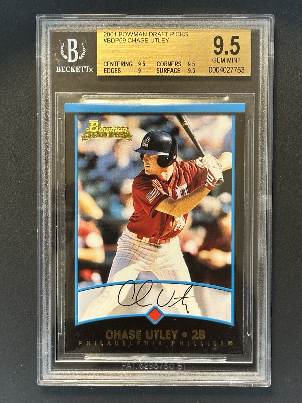 2001 Bowman Draft Picks Chase Utley #BDP69 BGS 9.5