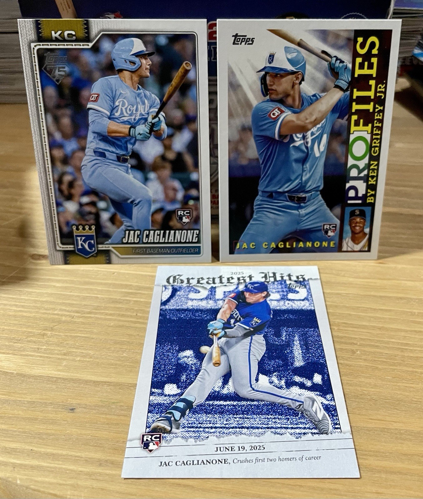 2026 Topps Series 1 Jac Caglianone RC (3) Card Lot #138 #TP-22 #GH-25 Royals