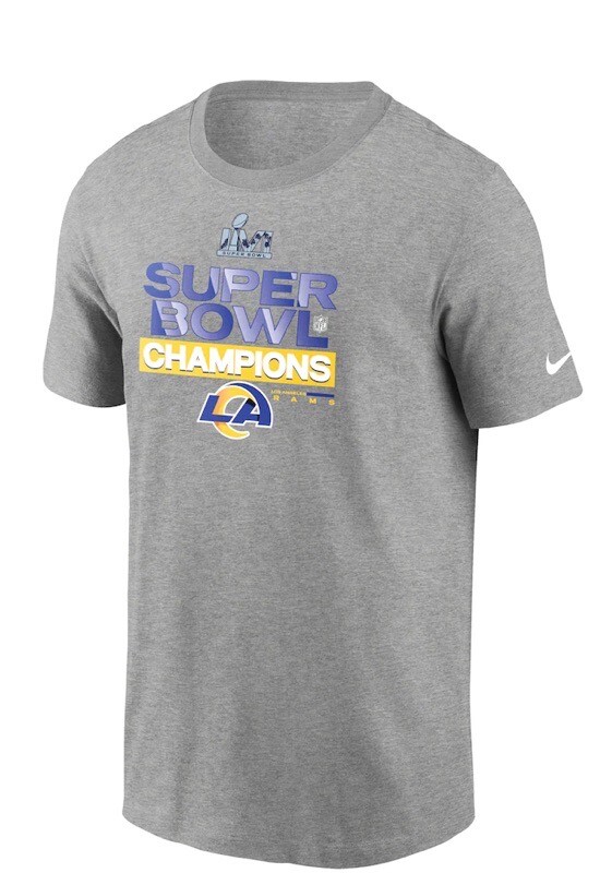 New NIKE Los Angeles Rams Super Bowl LVI Champions T-Shirt Size LARGE Free Ship