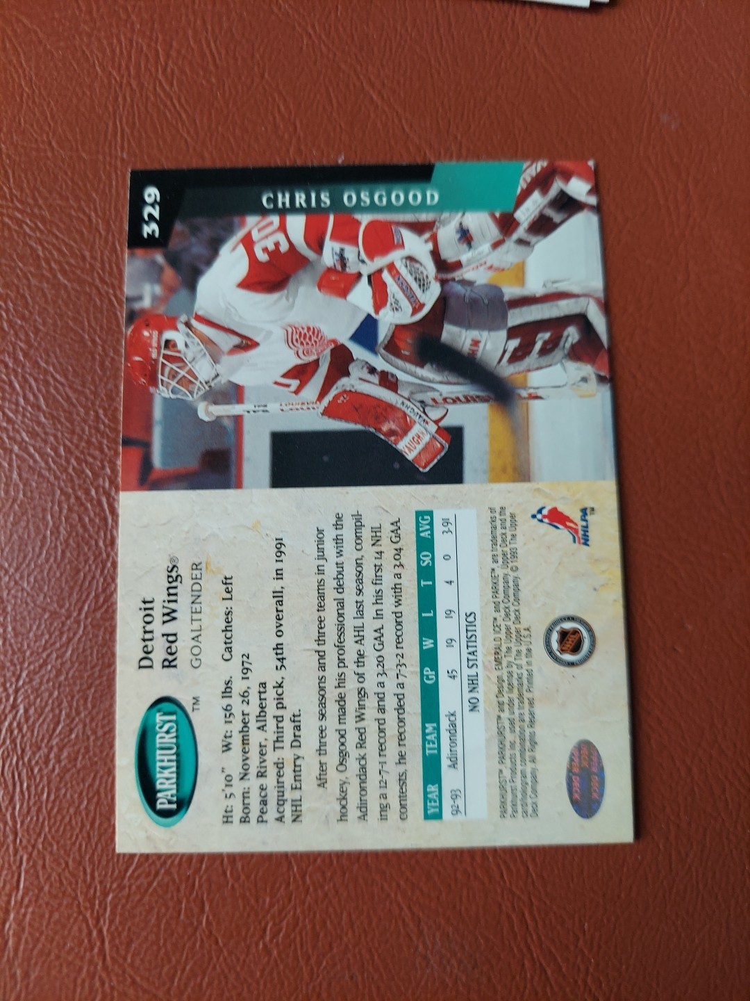 1993-94 Parkhurst – Chris Osgood #329 (RC)