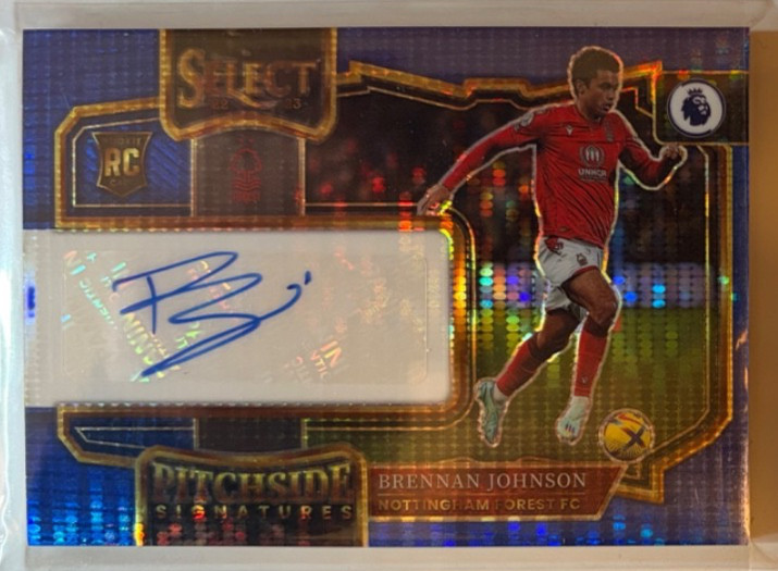 2022-23 Panini Select Premier League Blue Pulsar Prizm Brennan Johnson Auto