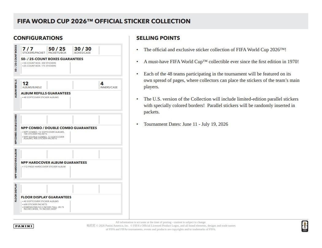 2026 Panini FIFA World Cup Soccer Sticker Hard Cover Album