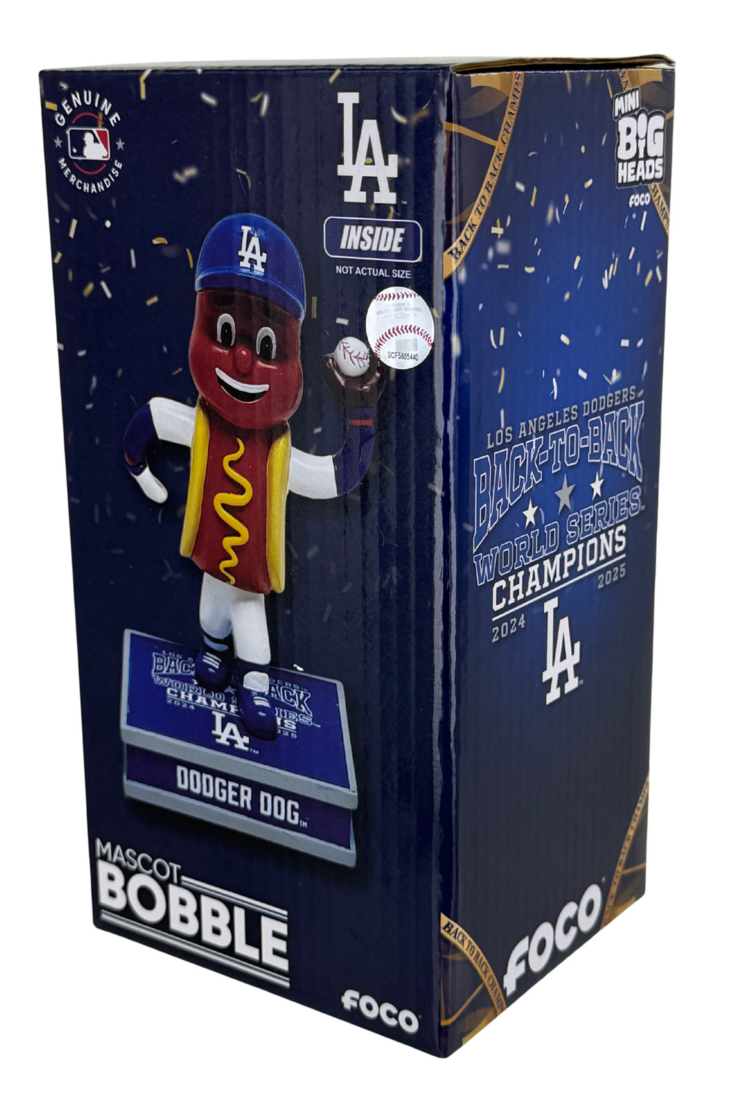 Los Angeles Dodgers Back to Back World Series Champs Dodger Dog Mini Bobblehead