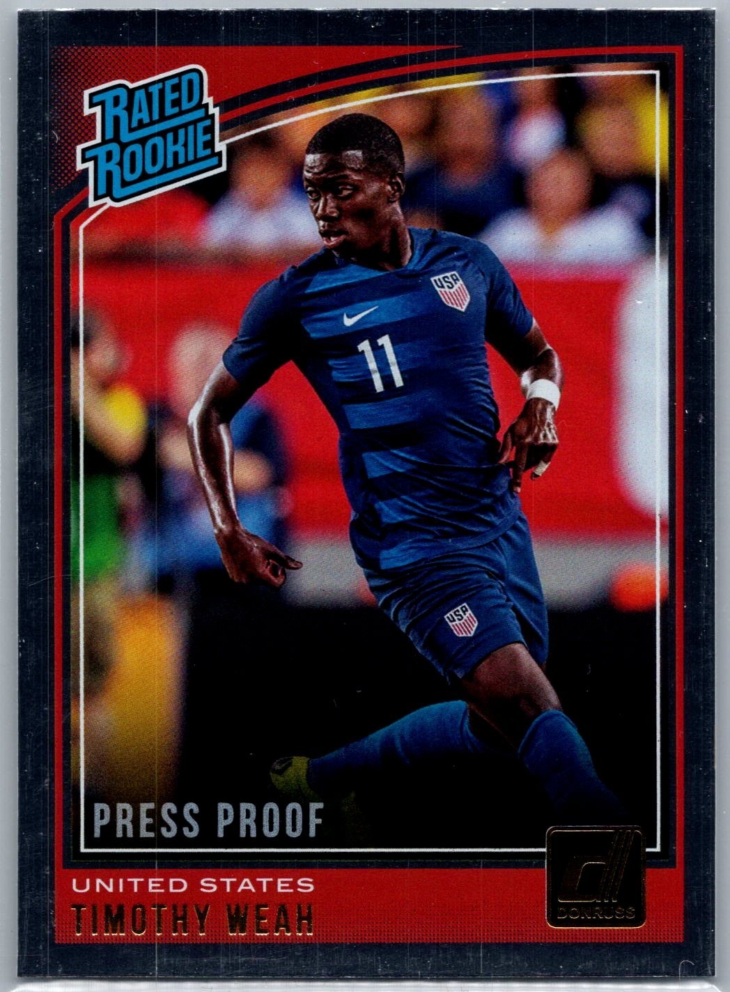 2018-19 Timothy Tim Weah Donruss Rated Rookie Press Proof USMNT Rare