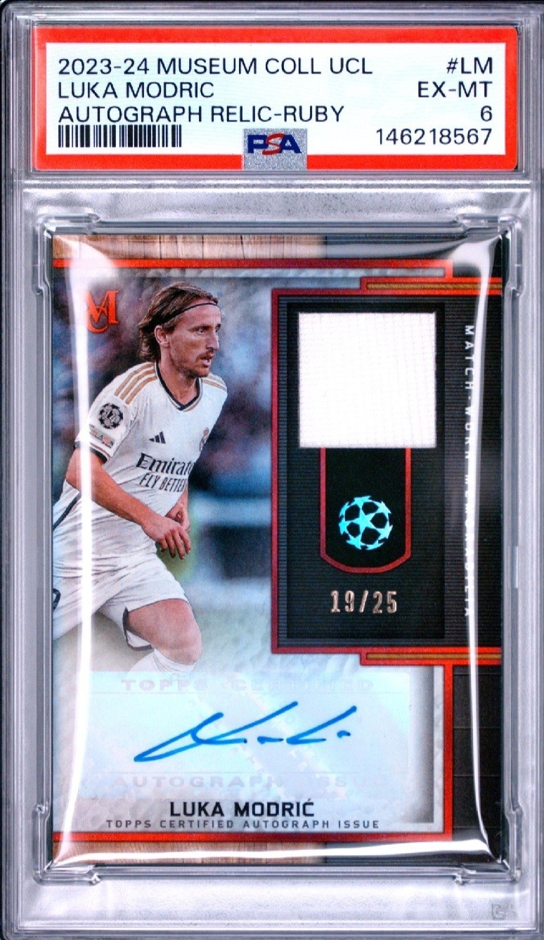 23-24 Topps Museum Luka Modric Match-Worn Memorabilia Ruby Red /25 PSA 6