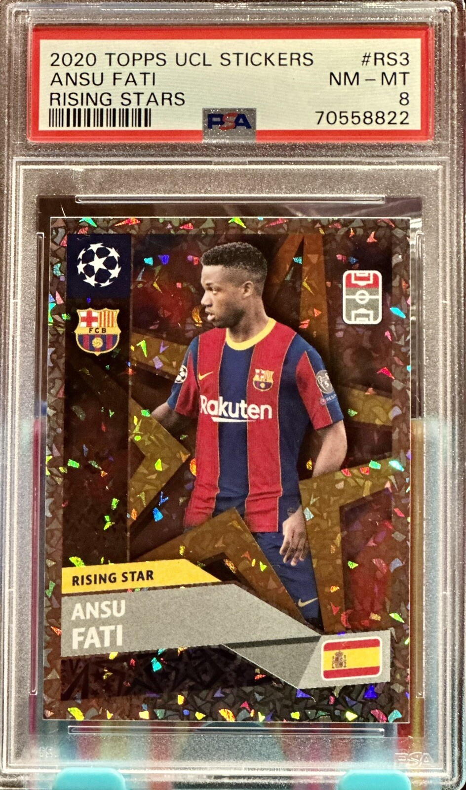 2020 Topps UCL Stickers Rising Stars #RS3 Ansu Fati PSA 8
