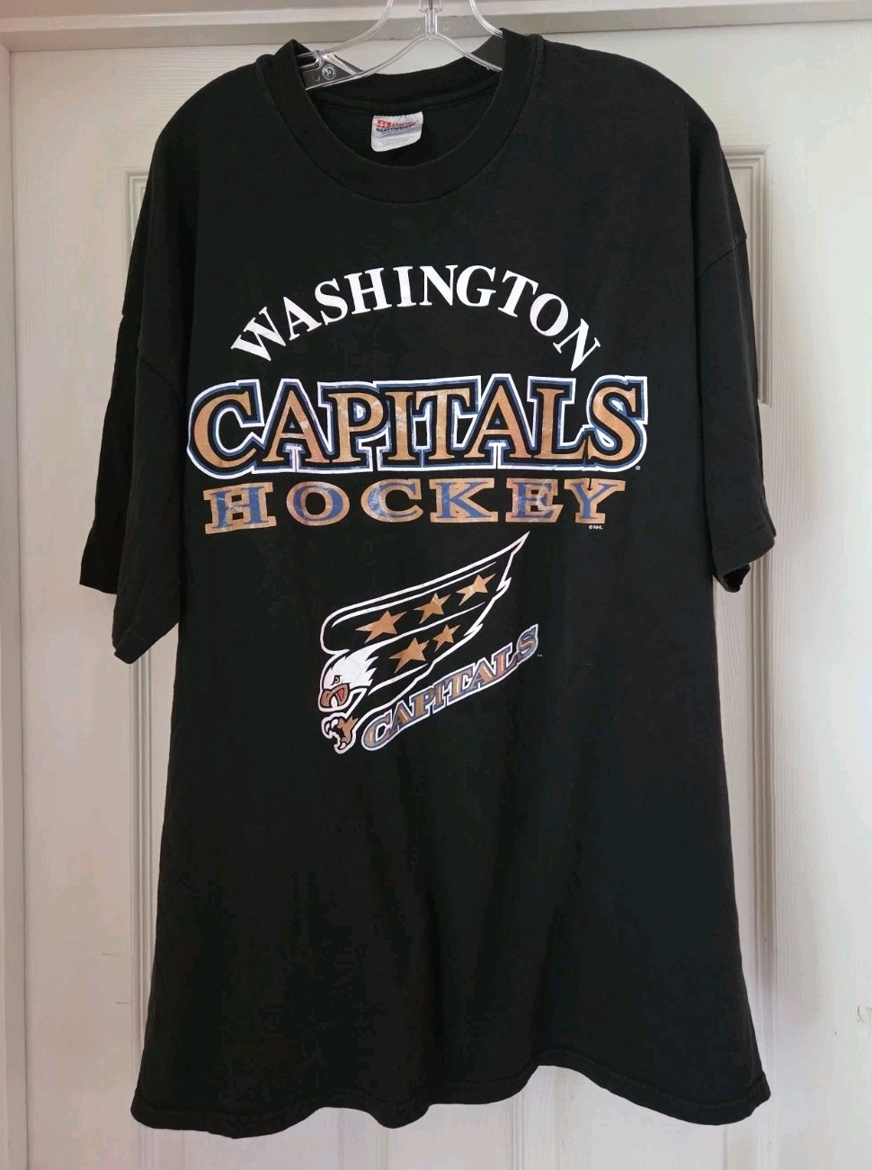 Vintage Washington Capitals Screaming Eagle Hockey 90s Shirt T Hanes Size XXL