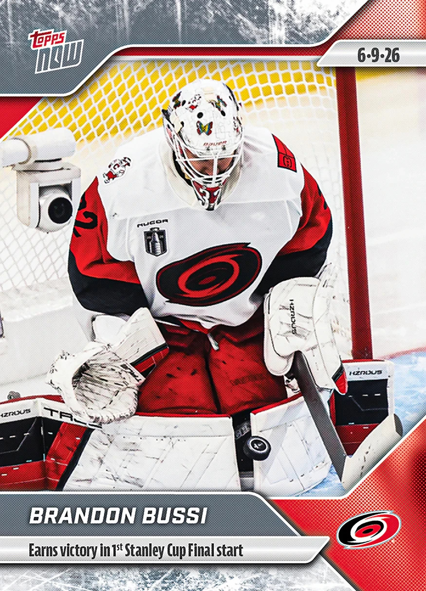 Brandon Bussi 2025-26 NHL Topps Now Sticker #195 Carolina Hurricanes Presale