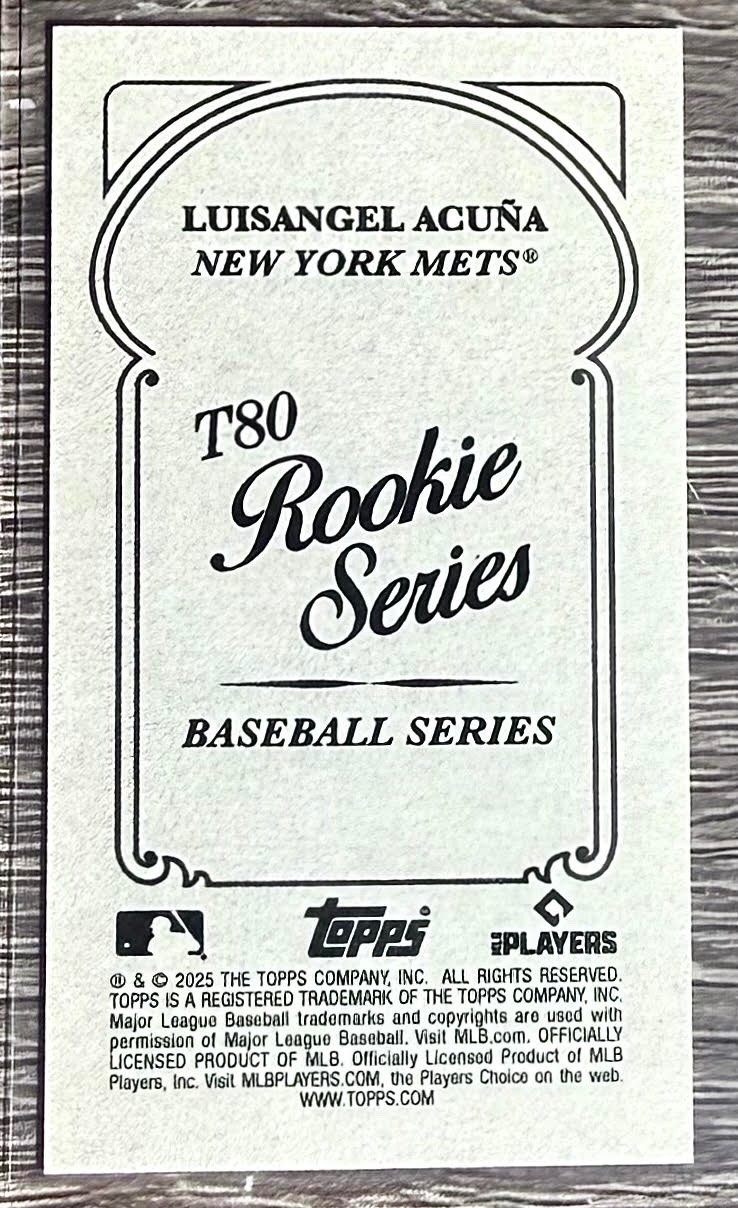 2025 Topps 205 Luisangel Acuna RC T80 Rookie Series SP New York Mets