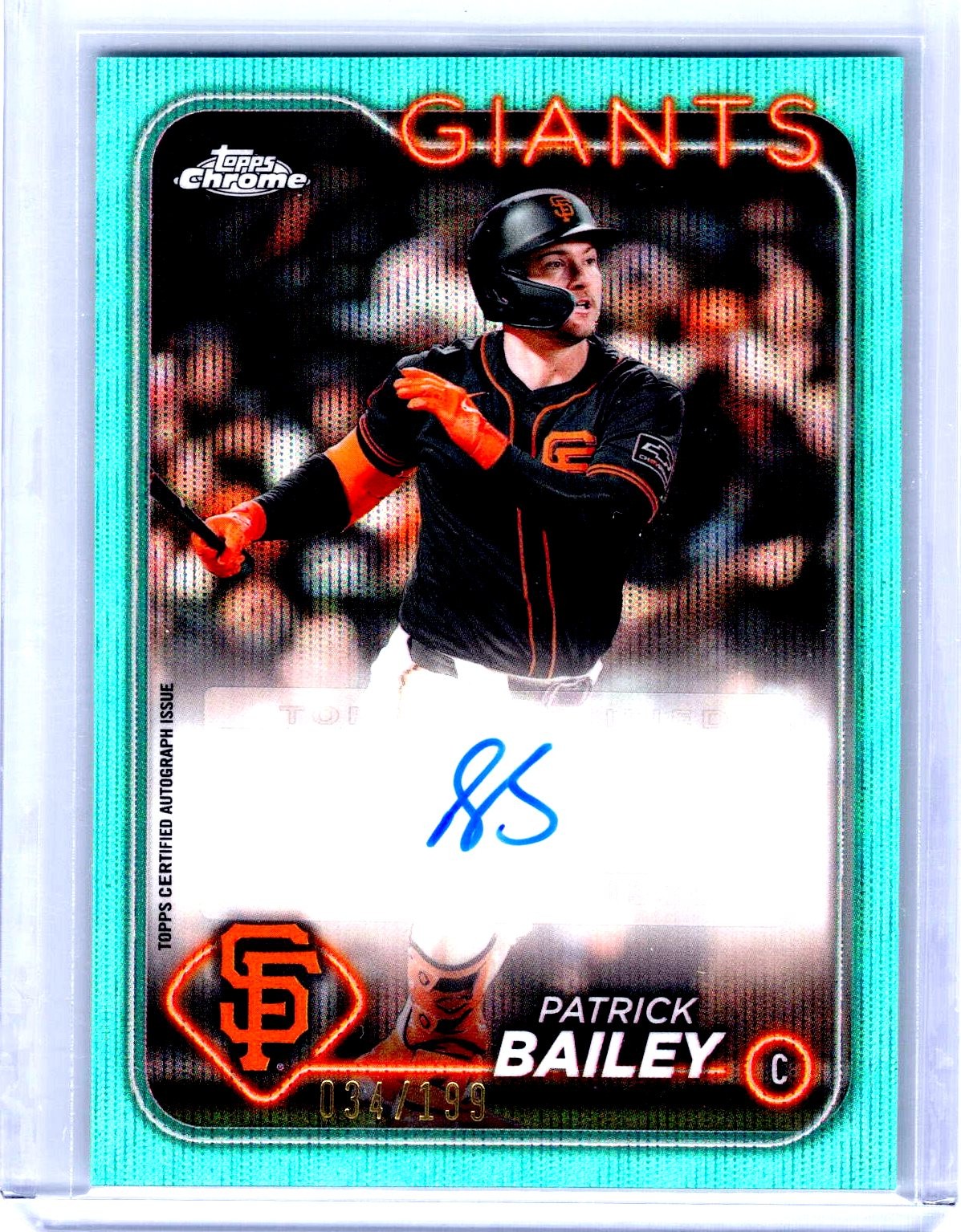 2024 Topps Chrome Update #AC-PB Patrick Bailey Autographs Aqua Wave #/199