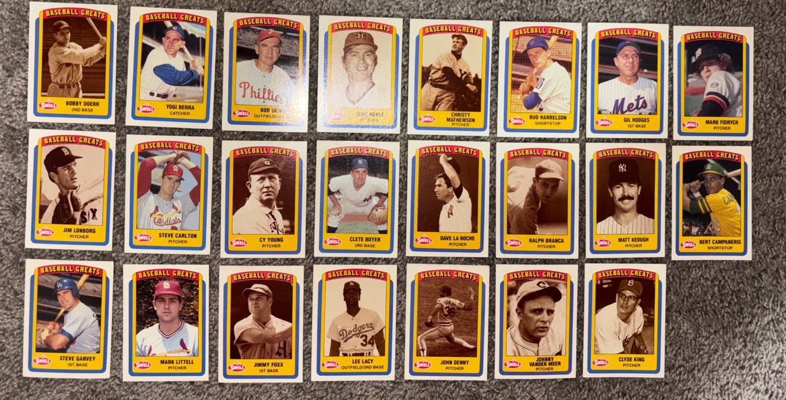 23 1990 Swell Gum Baseball Greats Vintage Baseball Cards. Complete Your Set
