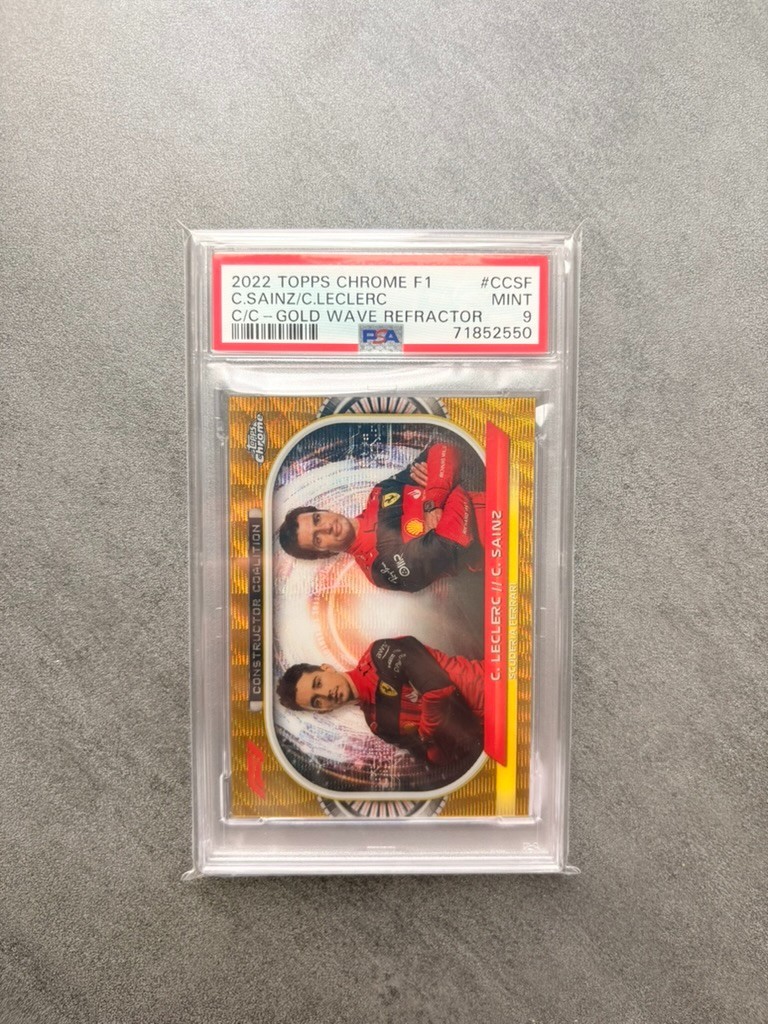 2022 Topps Chrome F1 Constructor Coalition Ferrari Gold Wave 34/50 PSA 9