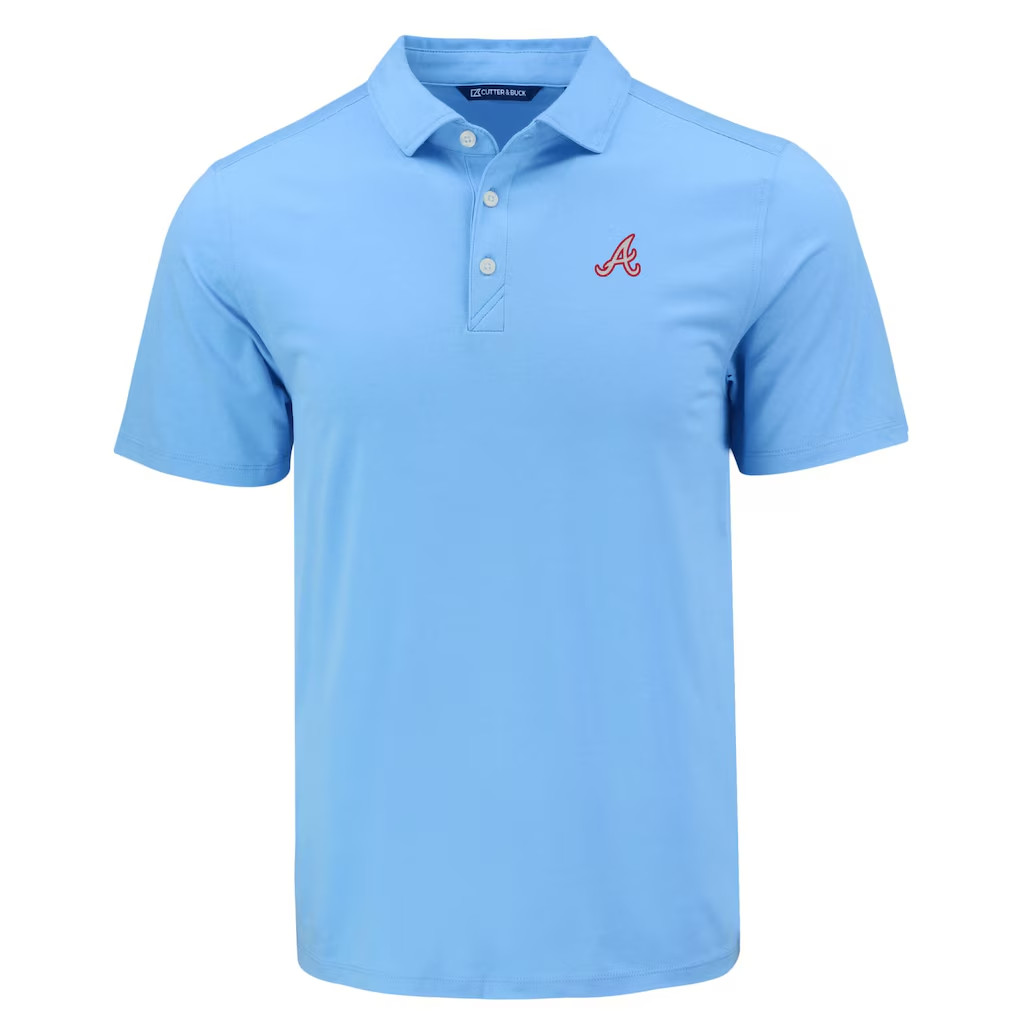 sale- Atlanta Braves Cutter & Buck Coastline Epic Comfort Eco Recycled Polo