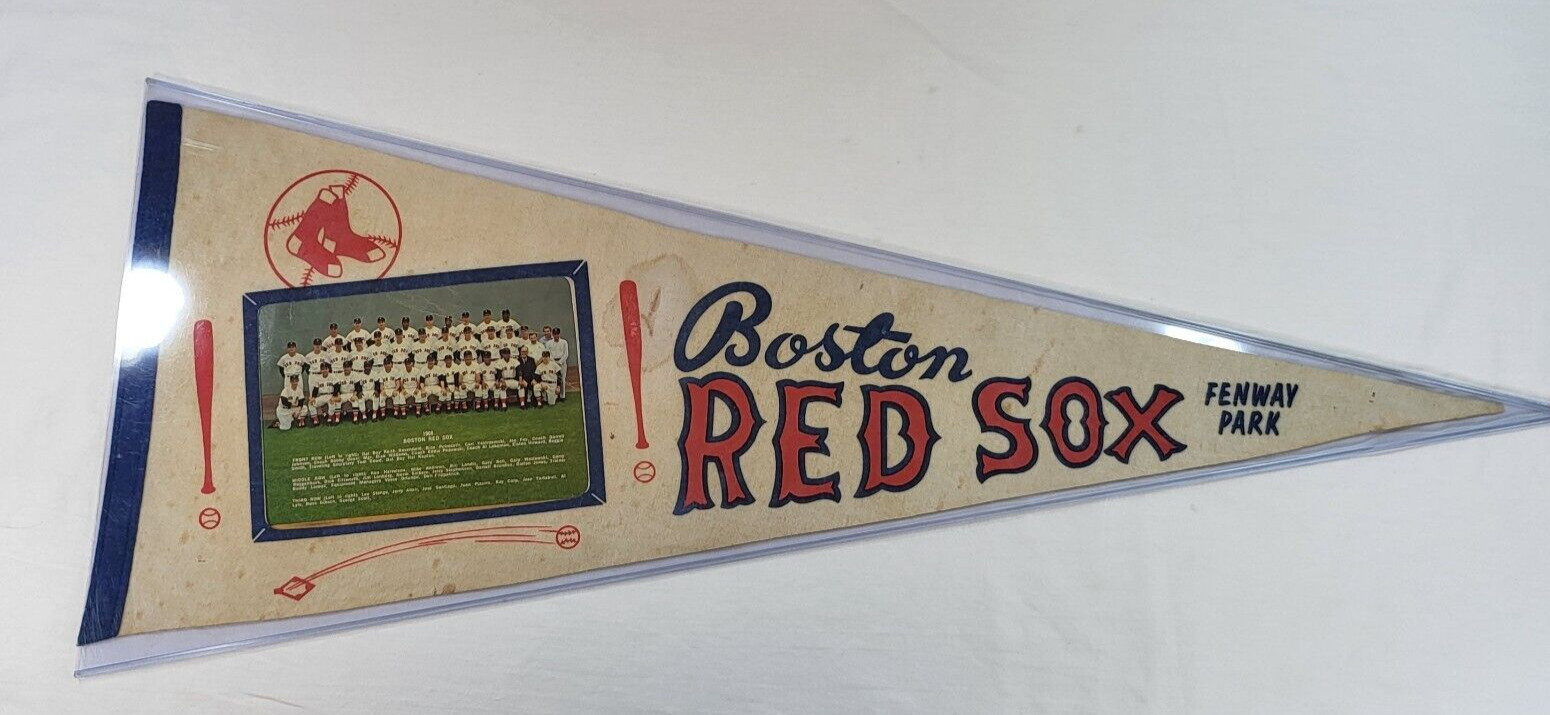 1968 Boston Red Sox Pennant with Team Photo & Rigid PVC Holder