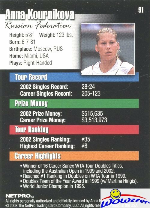 2003 Netpro #91 Anna Kournikova SHORTPRINT ROOKIE MINT!