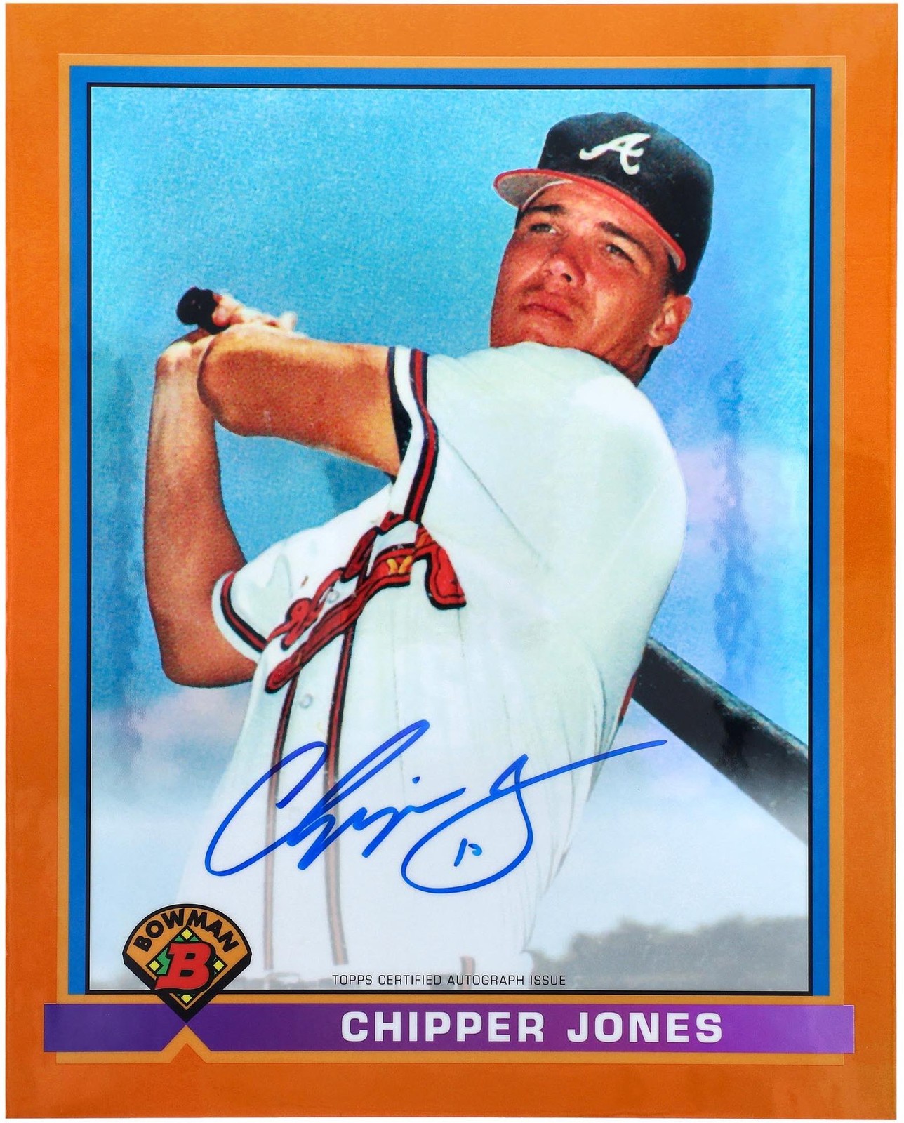 Chipper Jones Atlanta Braves Signed 1992 Bowman Chrome Jumbo Card -LE/25 – Topps