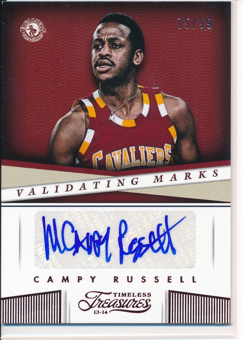 2013-14 Timeless Treasures Validating Marks Signatures Campy Russell #42 /99