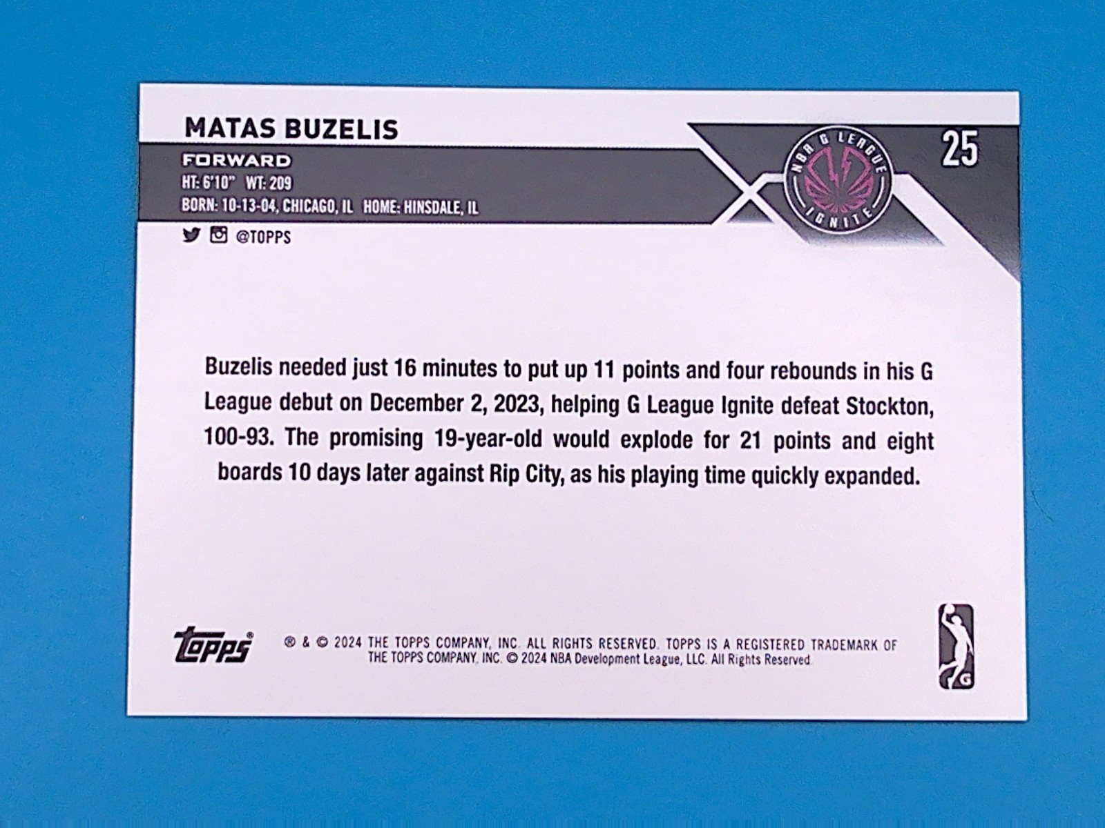 2023-24 Topps G-League – Matas Buzelis #25 Orange 036/149 (RC)
