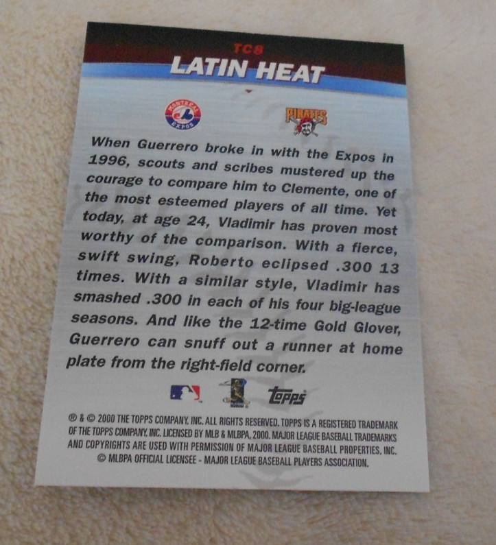 Vladimir Guerrero / Roberto Clemente 2000 Topps LATIN HEAT #TC8 HOF