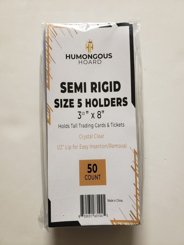 50 Humongous Hoard 3 1/2 x 8 Ticket Semi-Rigid Topload Holders Toploaders Size 5