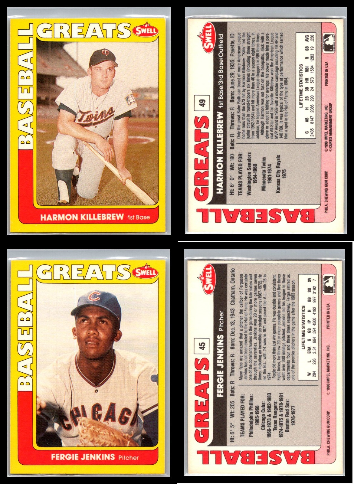 1991 SWELL Baseball Greats – Lot of 20 Cards