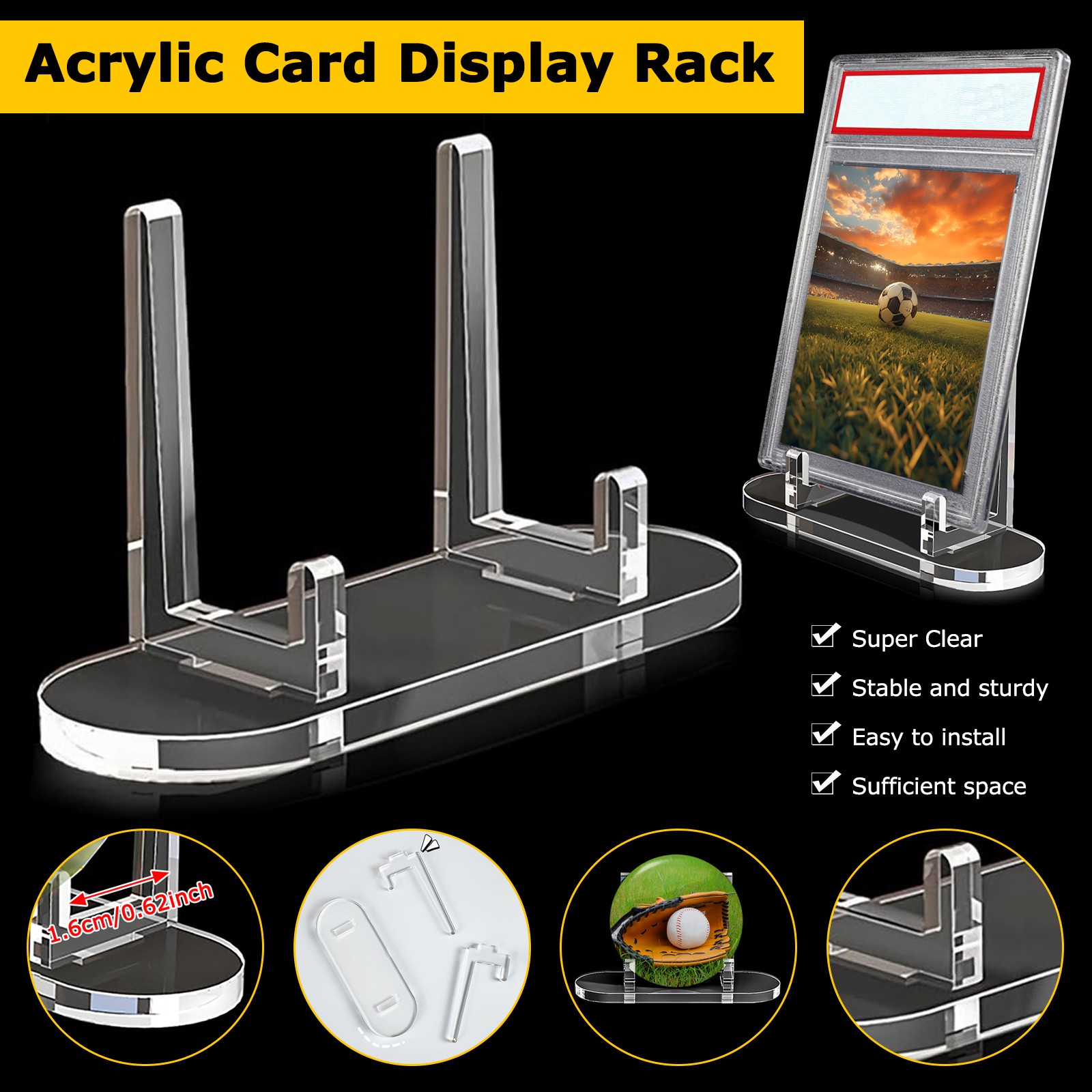 1-40 pcs Clear Acrylic Trading Card Stands Sports Graded Cards Display Holder