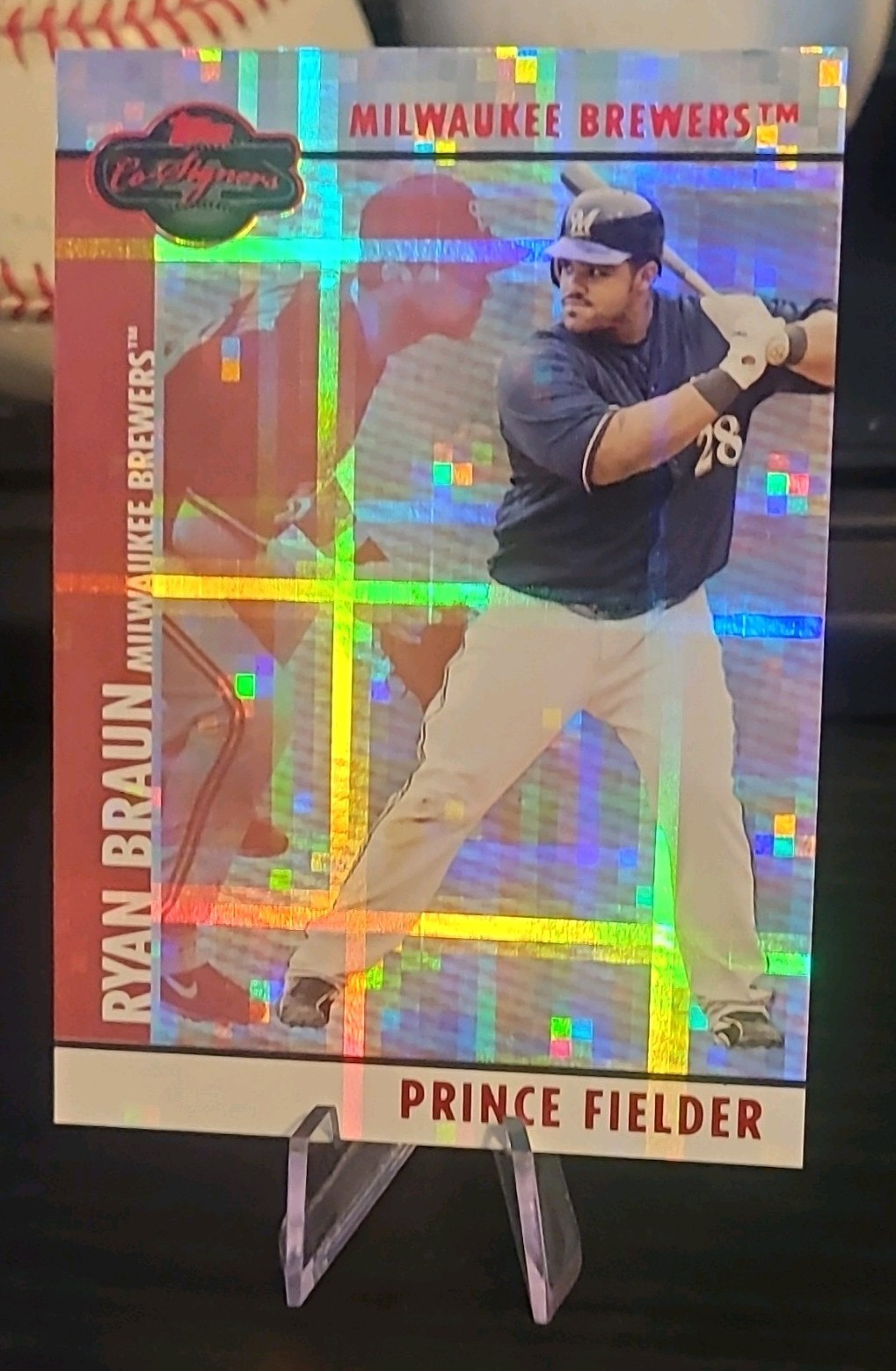 Topps 2008 Co-Signers Ryan Braun Prince Fielder #060 Hyper Plaid Red /100