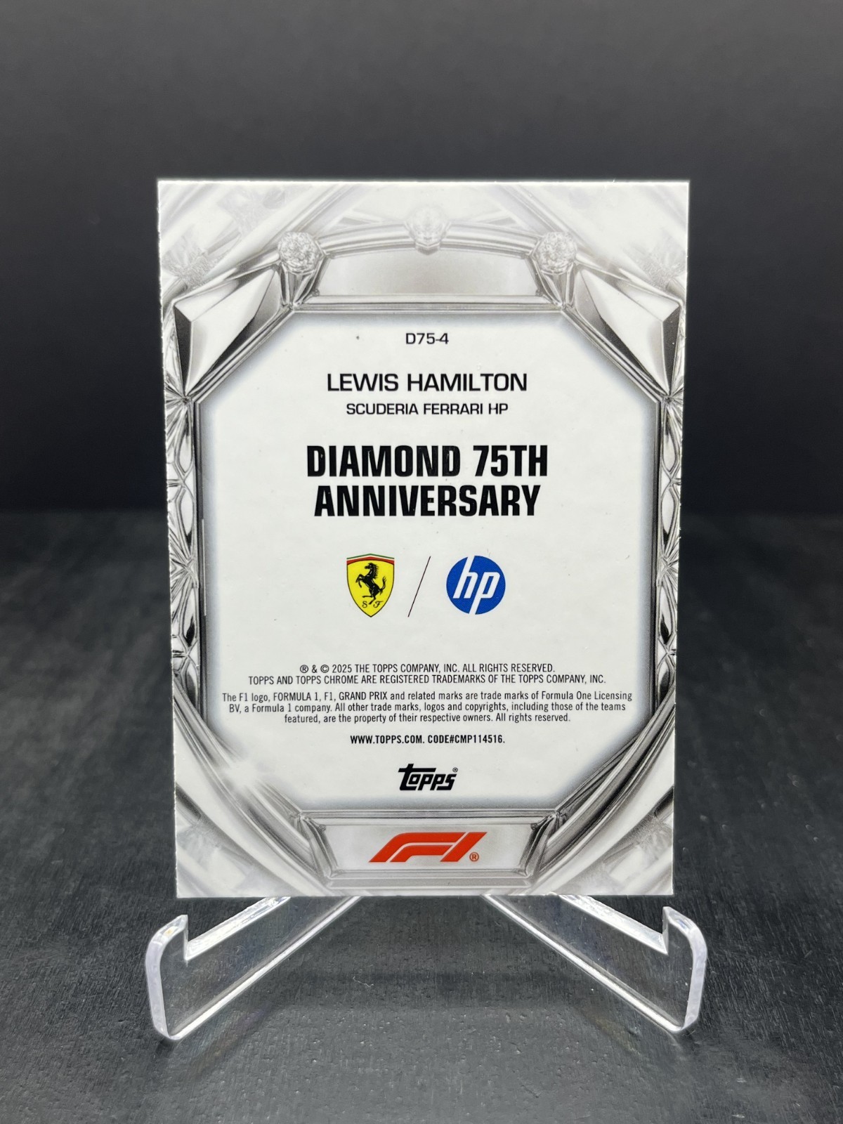 2025 Topps Chrome Formula 1 F1 Lewis Hamilton Diamond 75th Anniversary #D75-4