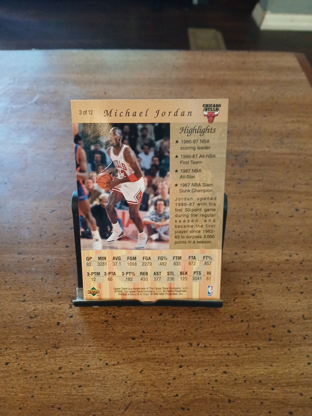 1987-1988 Upper Deck Michael Jordan Jumbo Card #3of12 3 1/2 by 5 Inches Bulls.