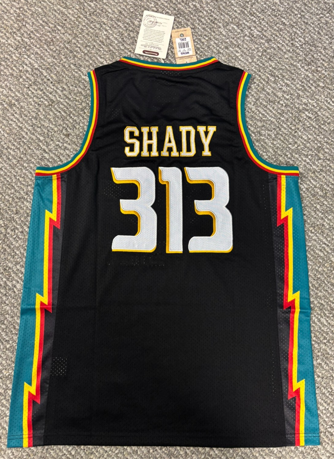 NEW Eminem Detroit Pistons 313 Slim Shady Men’s 2XXLarge 52 Retro Black Jersey