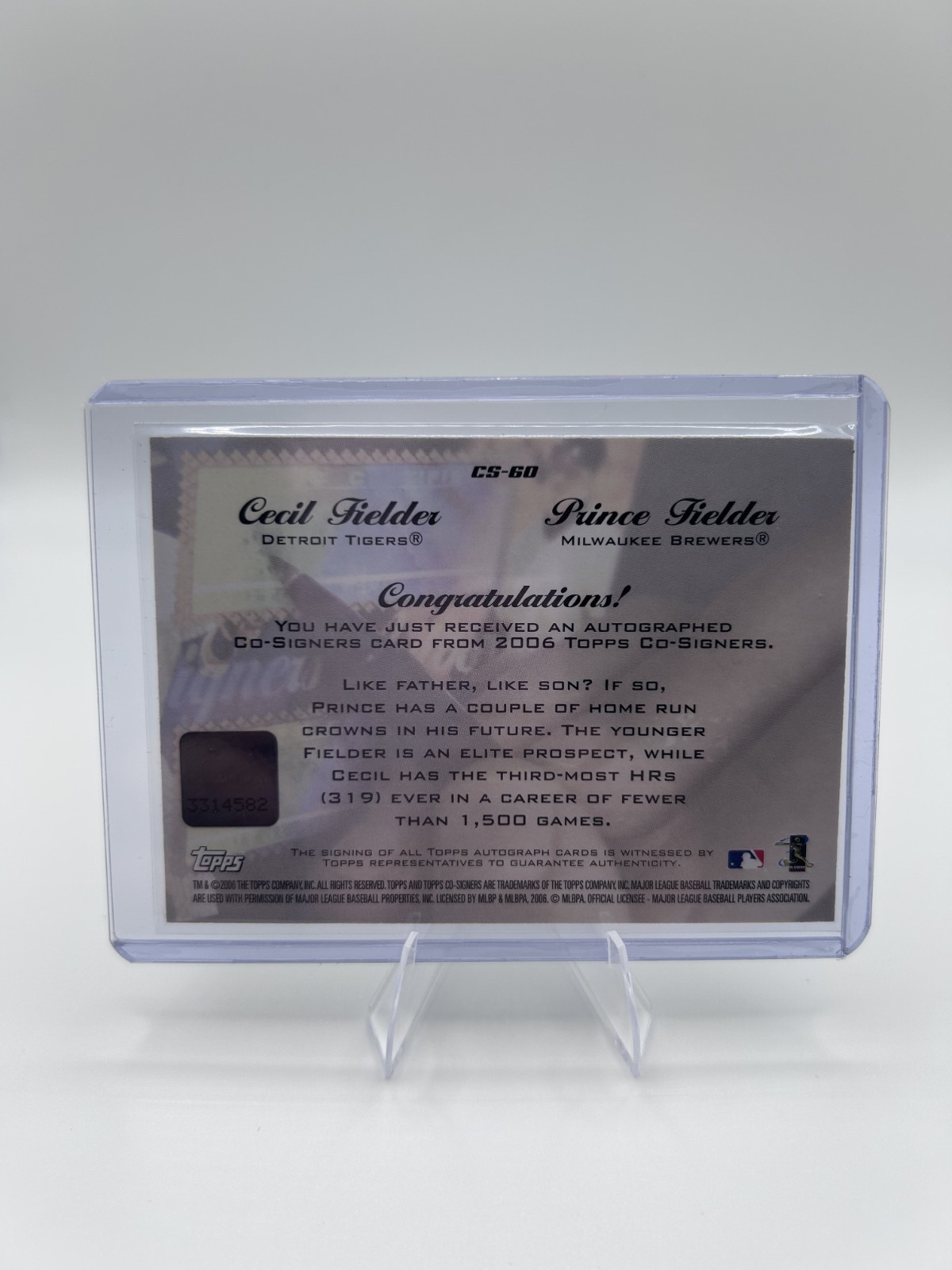 2006 Topps Co-Signers – Dual Autographs Prince Fielder, Cecil Fielder #CS-60…