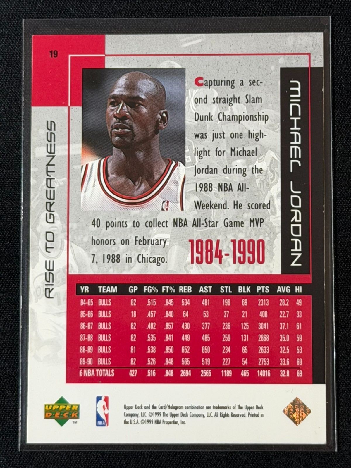 1999 Upper Deck Career Collection Michael Jordan #19 Chicago Bulls HOF GOAT FOIL