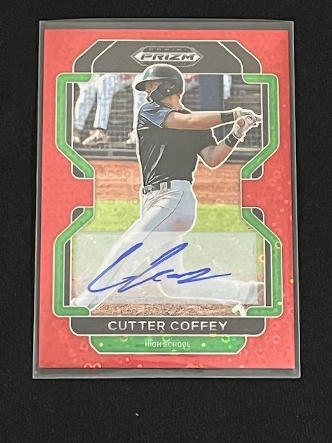 Cutter Coffey Red Donut Circles Autographed #PDP41 2022 Panini Prizm 82/99