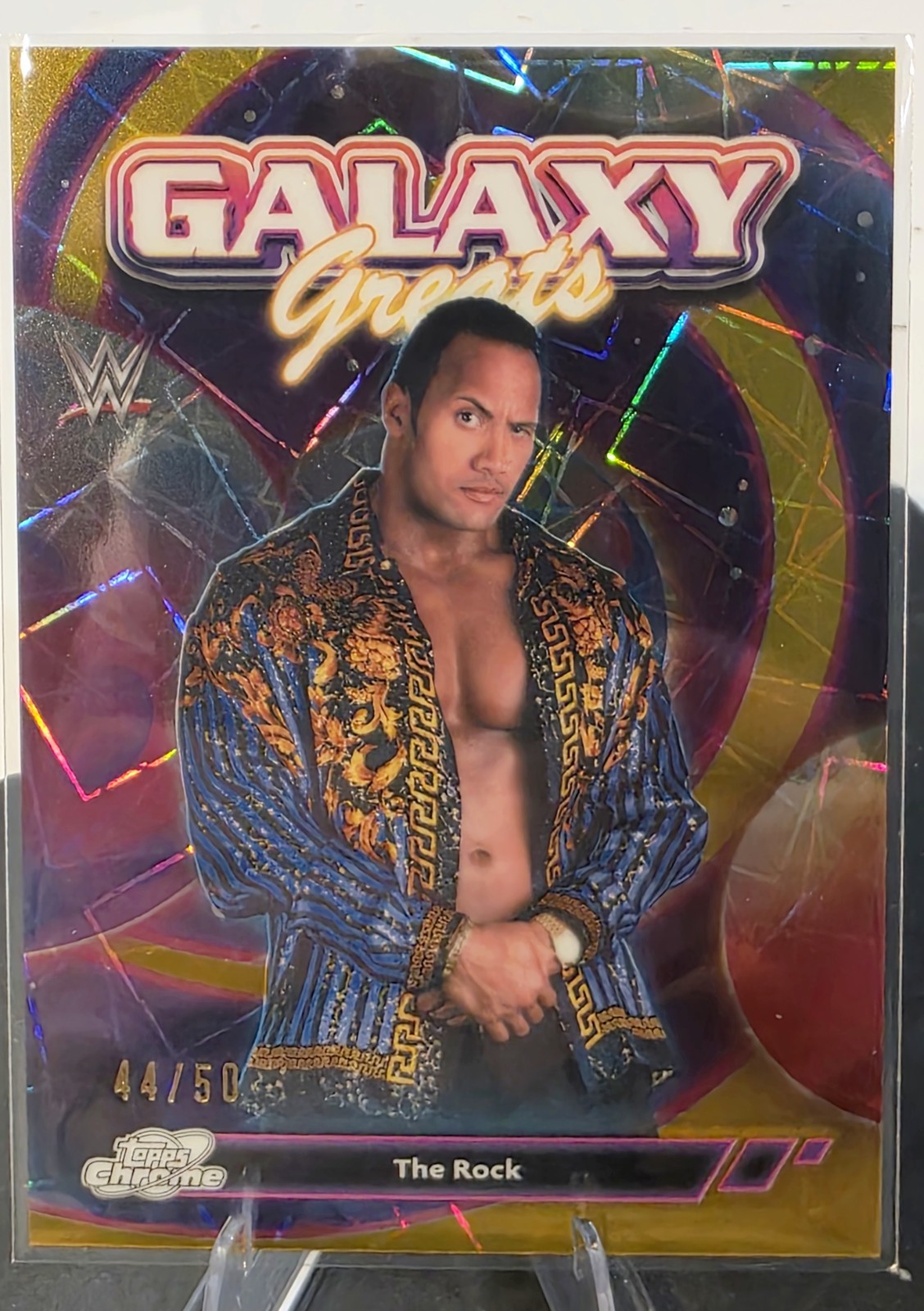 2026 Topps Chrome WWE The Rock Galaxy Greats Gold 44/50