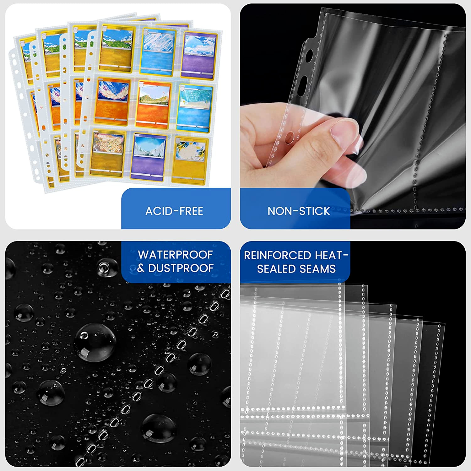 Trading Card Album Binder Protector Pages Sleeves 18 Pocket X 30 Sheets Baseball